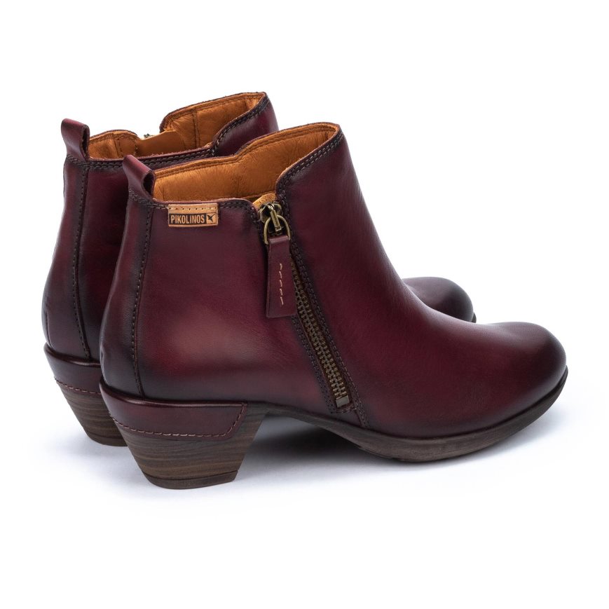 Women's Pikolinos ROTTERDAM Ankle Boots Dark Red | NZ W9230Q8